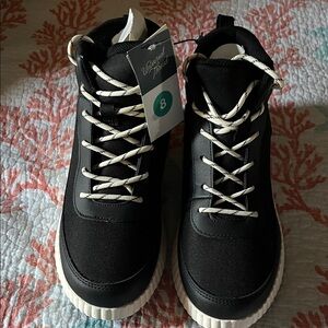 Black High-Top Sneakers with White Laces